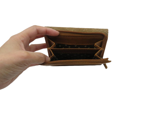 Billetera de cuero natural color café - Nazli