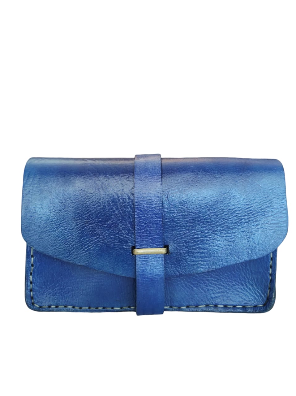 Cartera de cuero natural azul - Muna