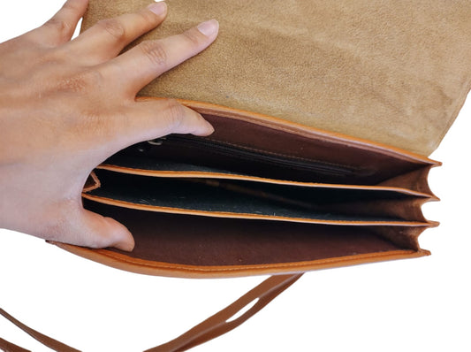 Cartera de cuero natural color café – Fariha