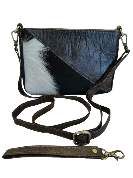 Cartera de cuero natural color café oscuro - Sahira