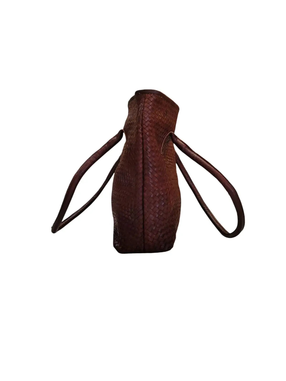 Tote Bag de cuero natural tejido color terracota - Zafira