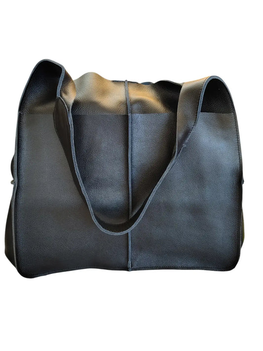Tote Bag de cuero natural color negro – Soraya