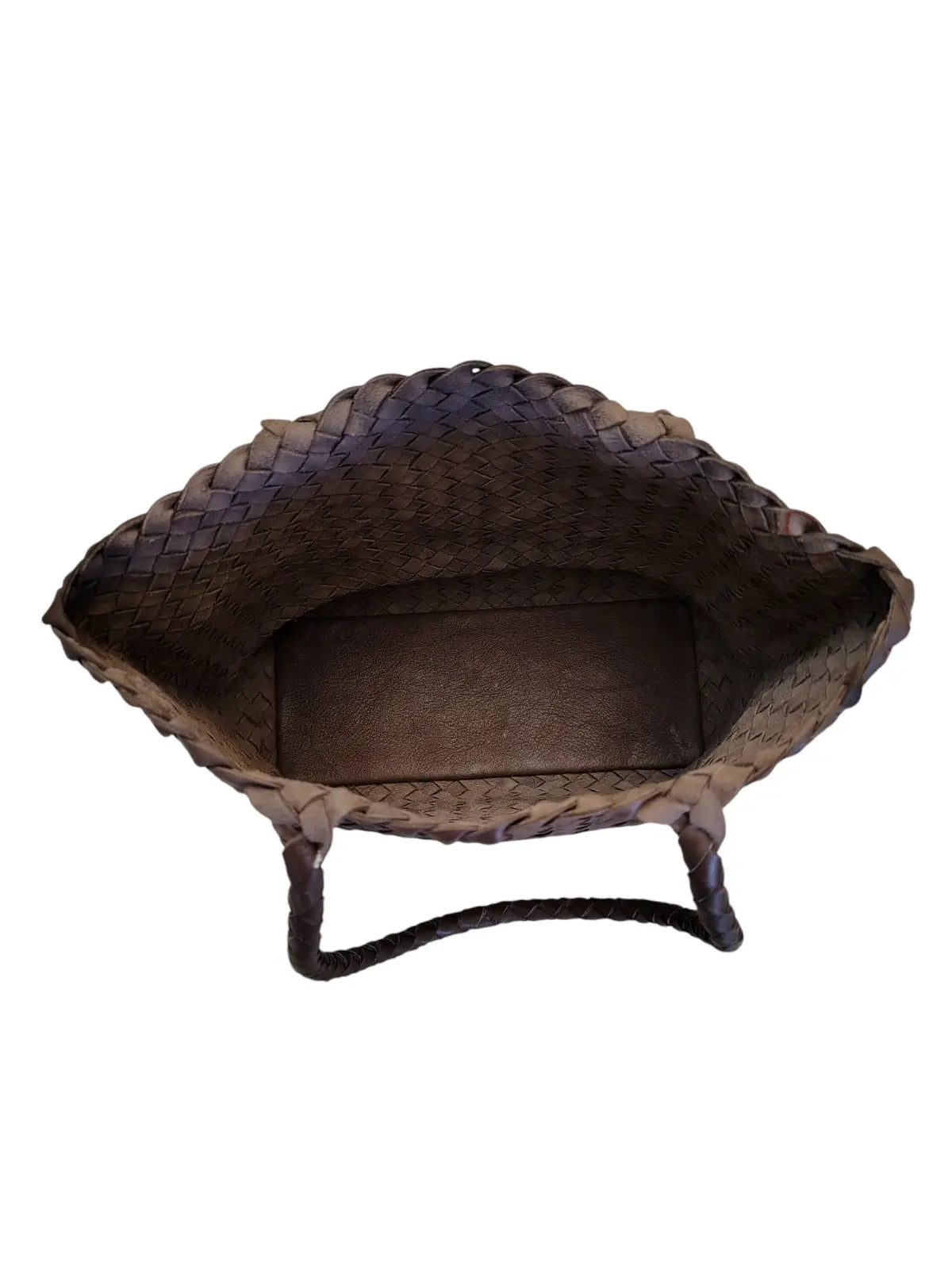 Cartera de cuero natural trenzado color café - Karime