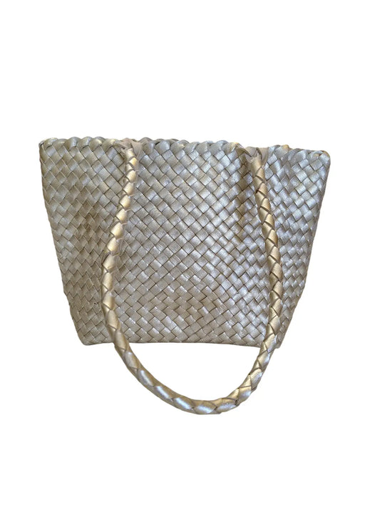 Cartera de cuero natural trenzado dorado - Karime