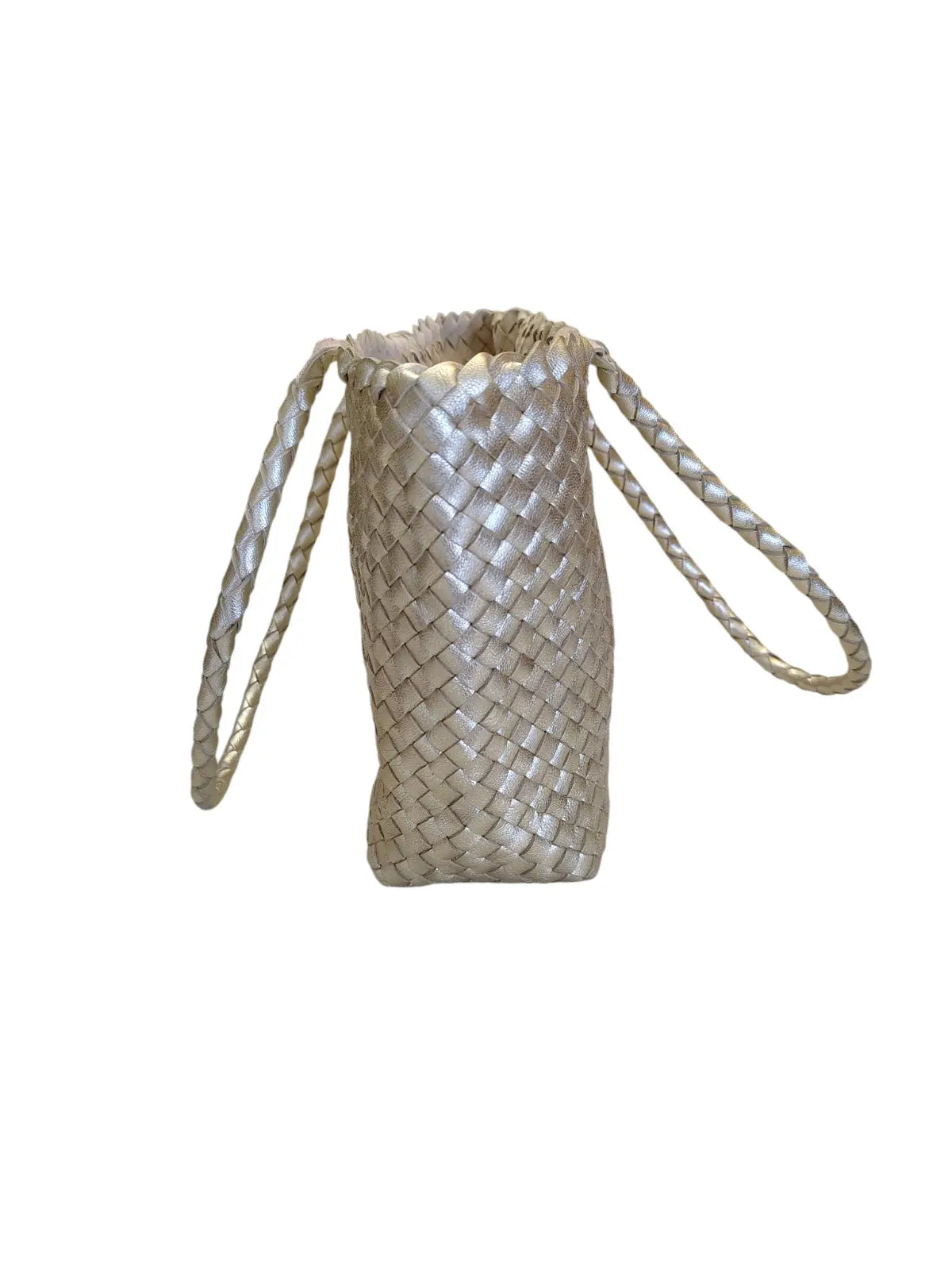 Cartera de cuero natural trenzado dorado - Karime