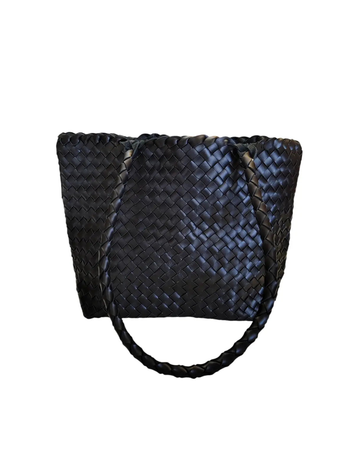 Cartera de cuero natural trenzado color negro - Karime