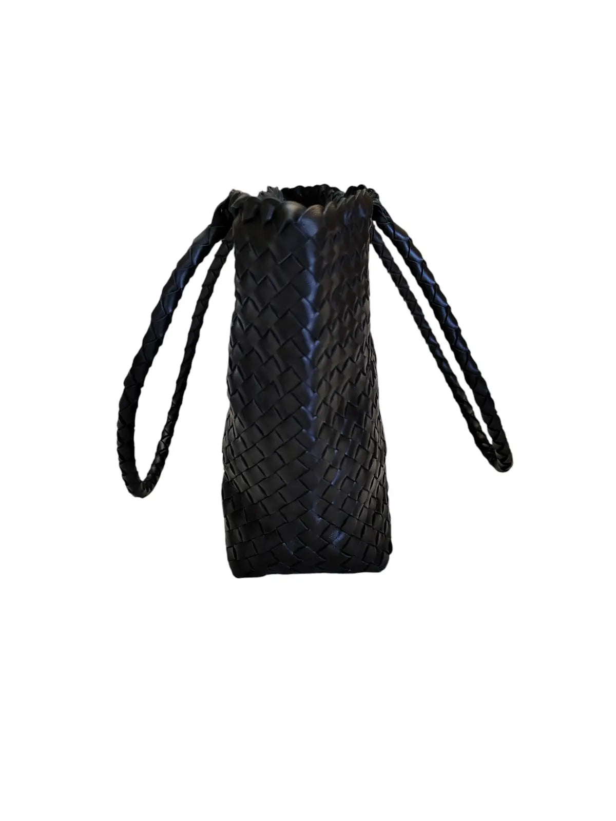 Cartera de cuero natural trenzado color negro - Karime