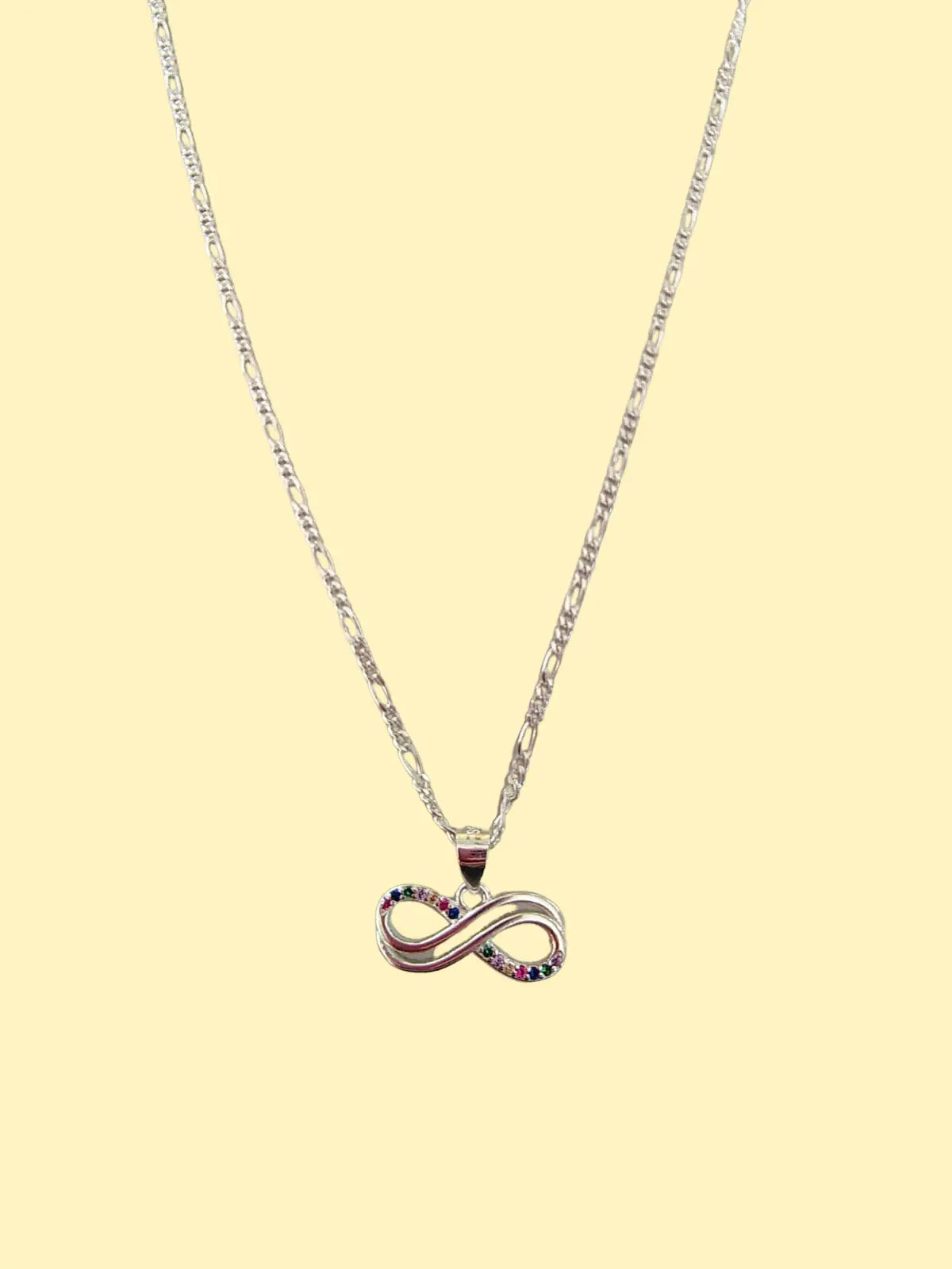 Colgante infinito de plata 925 con puntas de circones de colores