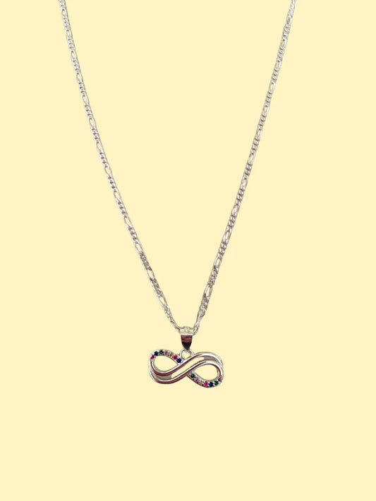 Colgante infinito de plata 925 con puntas de circones de colores