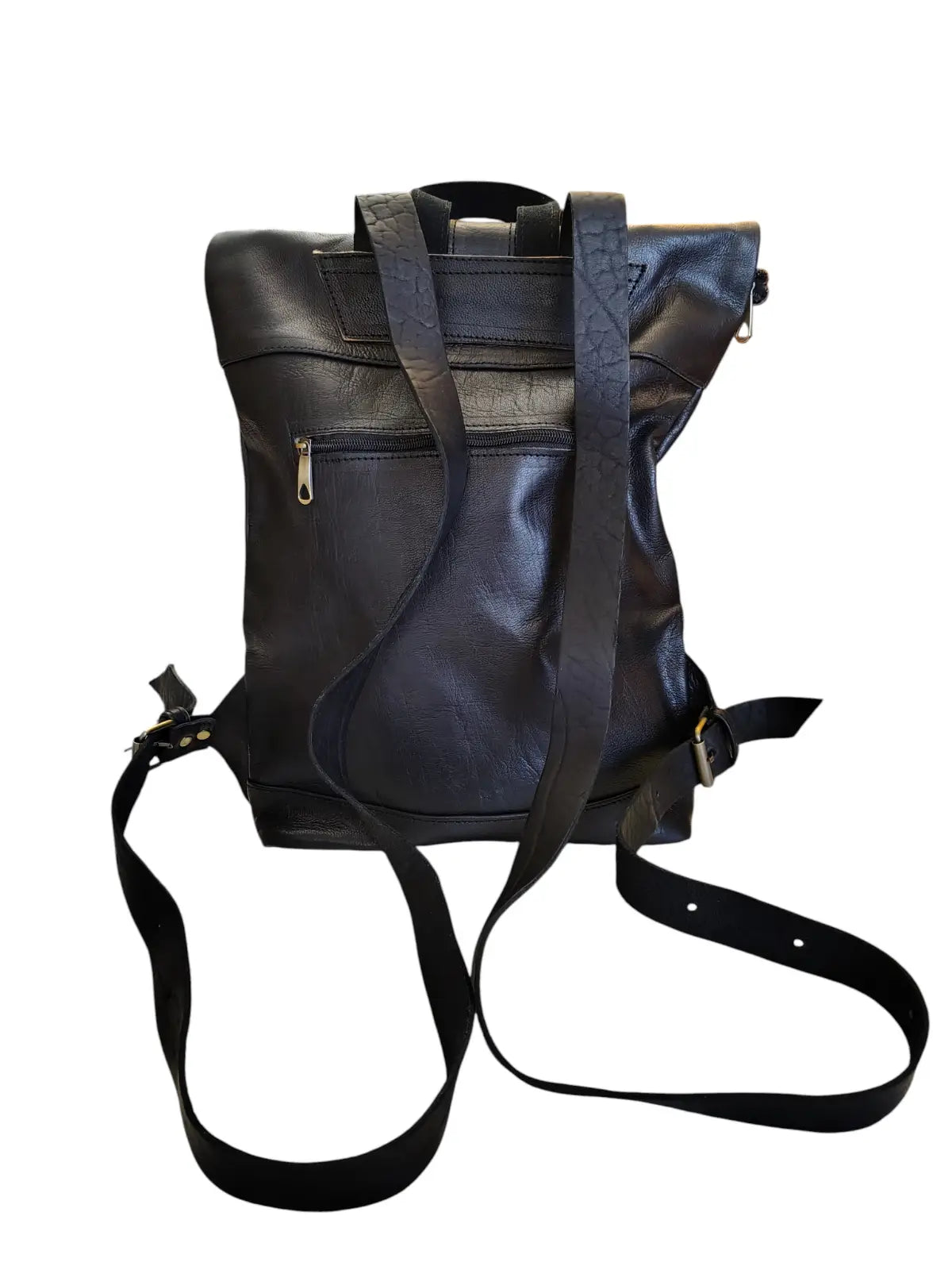 Mochila de cuero natural unisex color negro - Rashid