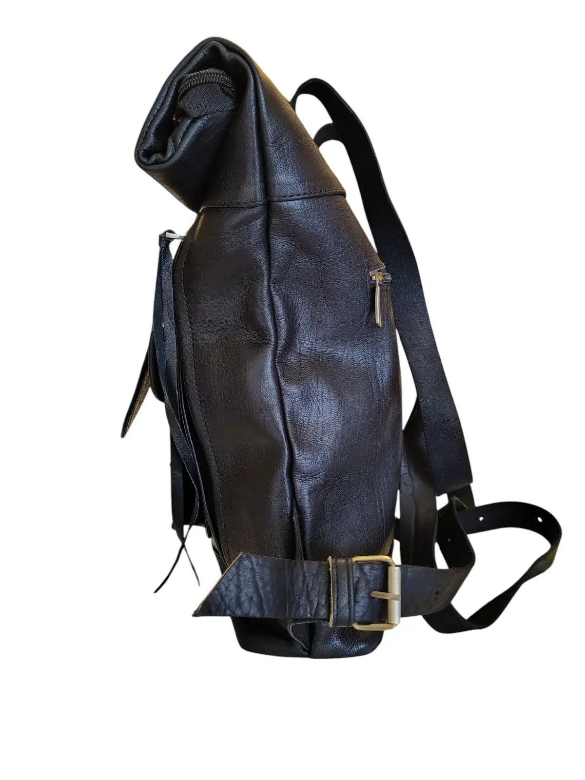 Mochila de cuero natural unisex color negro - Rashid