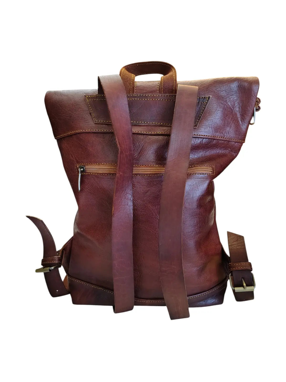 Mochila de cuero natural unisex color terracota - Rashid