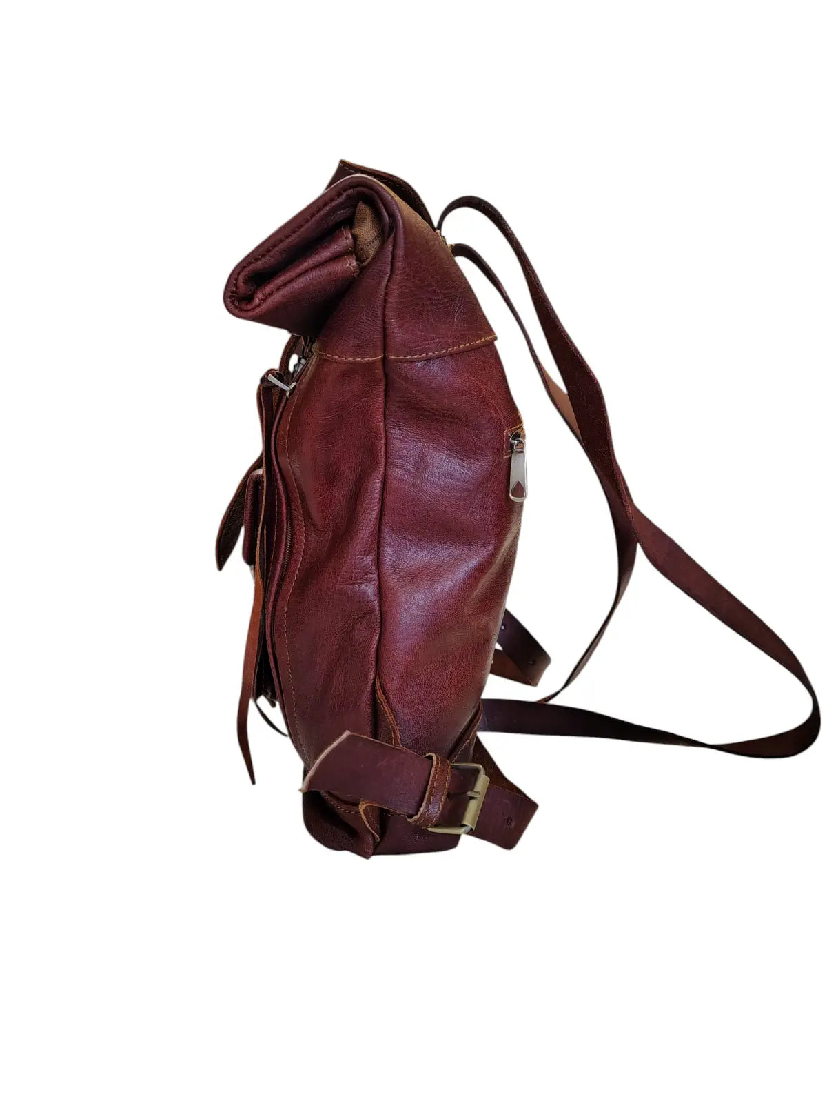 Mochila de cuero natural unisex color terracota - Rashid