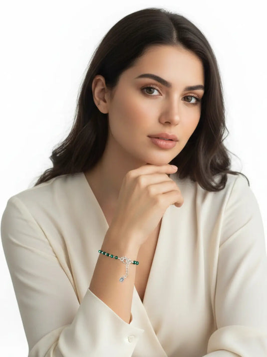 Pulsera de plata 925 con Malaquita