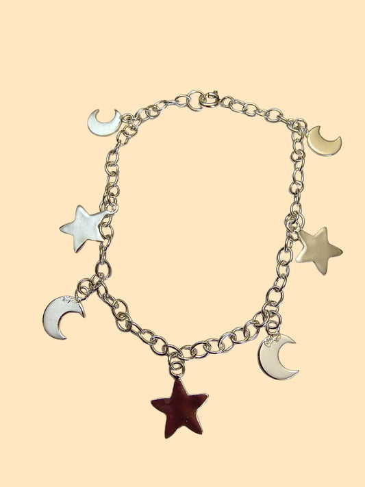 Pulsera de plata 925 con lunas y estrellas